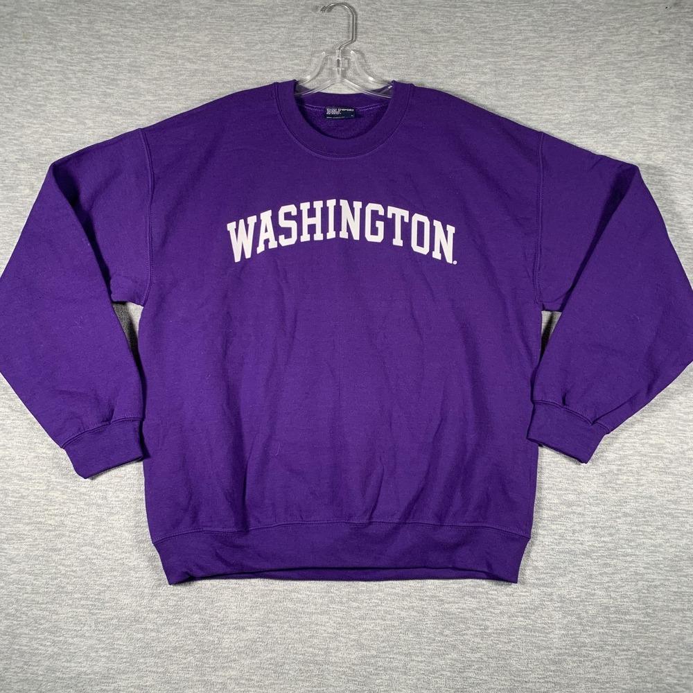 Washington Huskies Sweatshirt Mens Large Purple NCAA College MV Sport Crewneck